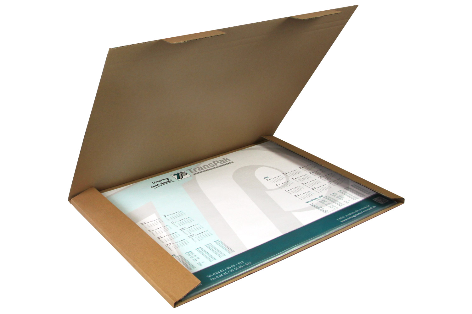 Kalenderverpackung, Qual. 1.20, braun, DIN A2 | 630 x 430 x 10 mm (L x B x H) Innenmaß | VE = 25 Stk.