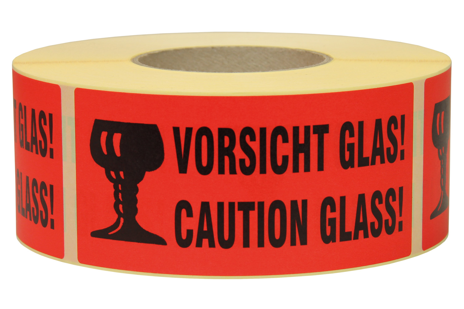 Warnetiketten aus Papier, rot, "Vorsicht Glas" dt./engl. | 145 x 70 mm (L x B) |