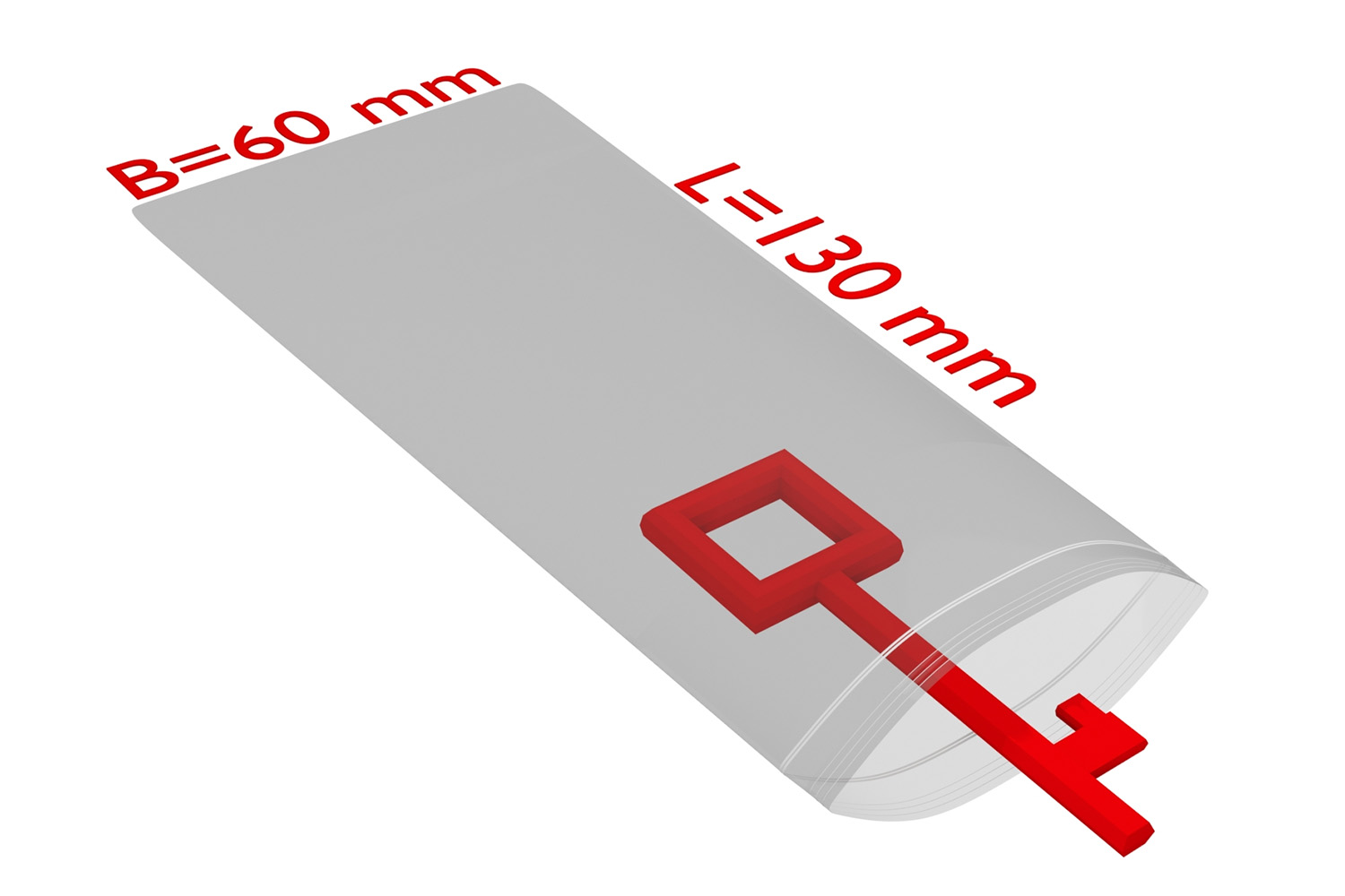 PE-Druckverschlussbeutel, transparent, 50 µ | 60 x 130 mm (Offene Seite x L) | VE = 2000 Stk.