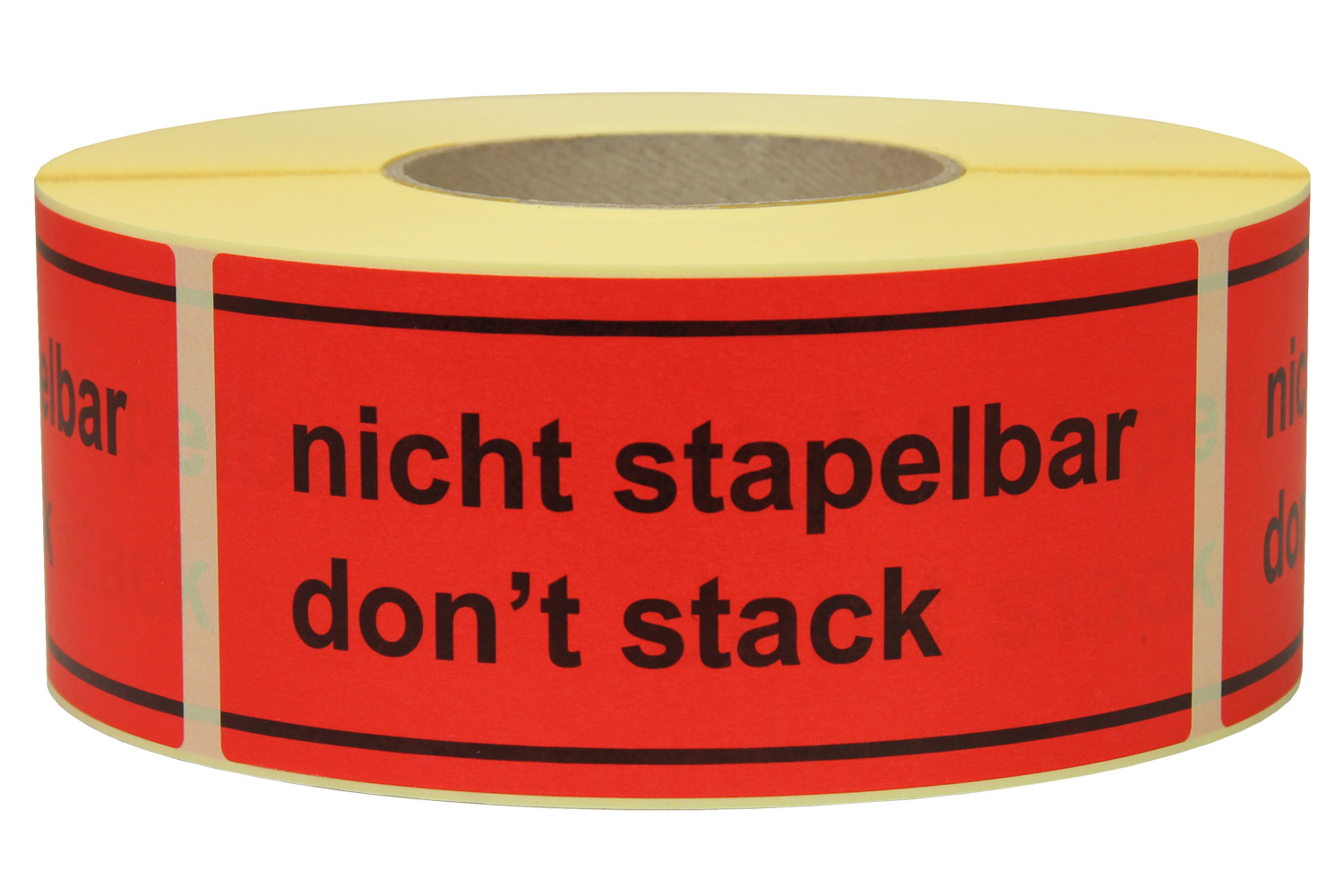 Warnetiketten aus Papier, rot, "Nicht stapelbar" dt./engl. | 145 x 70 mm (L x B) |