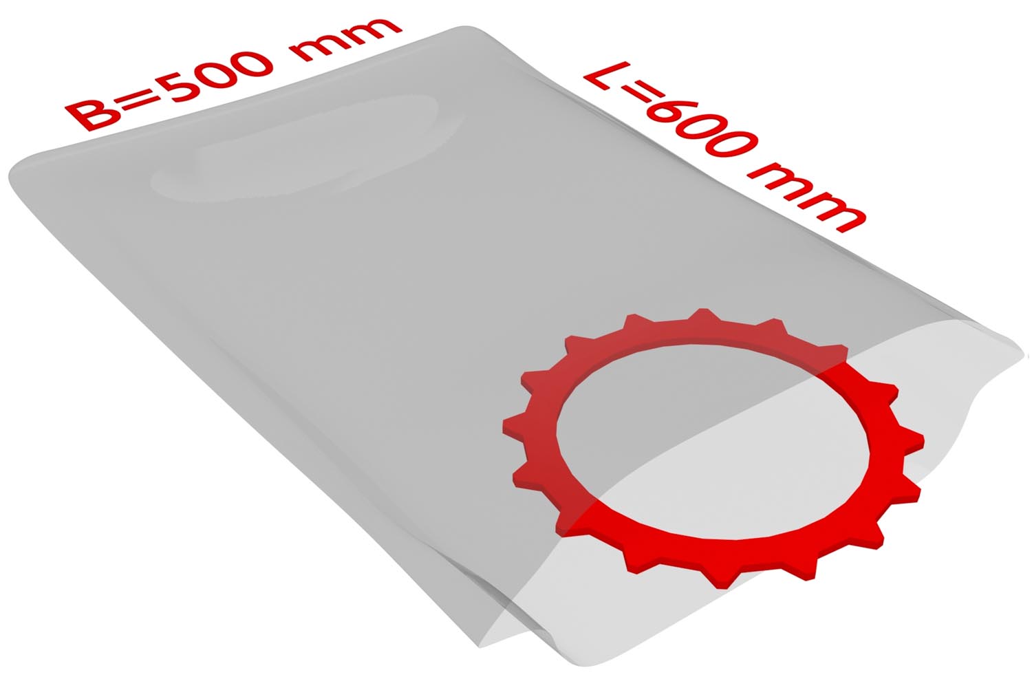 PE-Flachbeutel, transparent, 25 µ | 500 x 600 mm (Offene Seite x L) | VE = 1000 Stk.