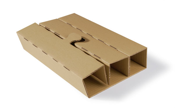 PTZ-Flaschenkarton 3er, braun, postgeprüft | 305 x 110 x 395 mm (L x B x H) Innenmaß | VE = 20 Stk.