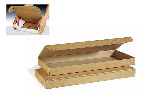 Klappschachtel aus Feinwelle 1-wellig, braun, (Tastaturverpackung) | 500 x 240 x 50 mm (L x B x H) Innenmaß | VE = 50 Stk.