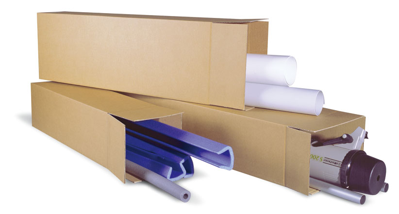 Wellpapp-Faltkarton 1-wellig, braun, Qual. 1.20, DIN A1 | 108 x 108 x 610 mm (L x B x H) Innenmaß | VE = 50 Stk.